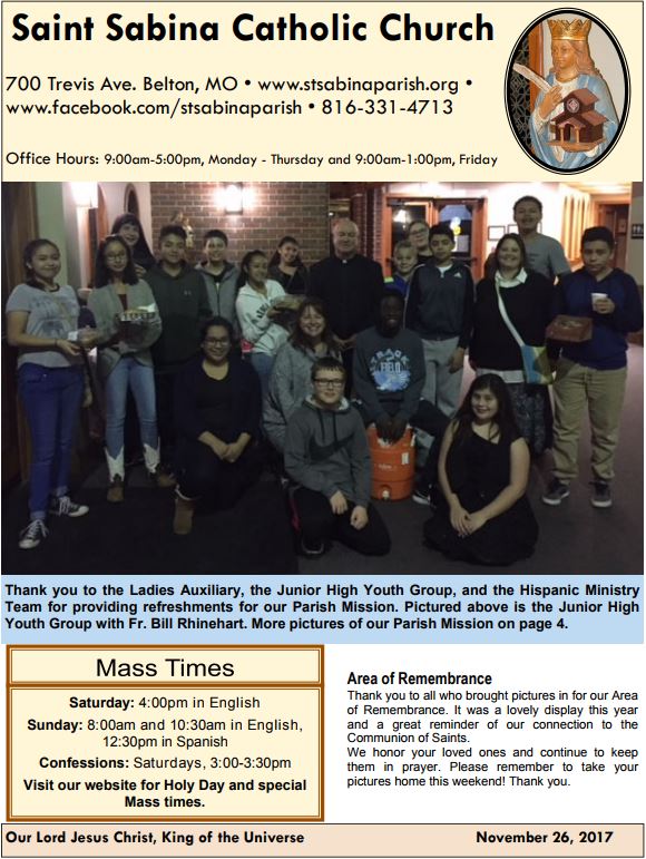 Bulletin 2017 St. Sabina Parish