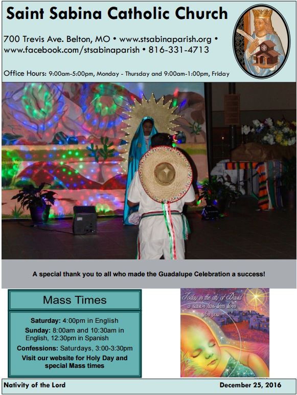 Bulletin 2016 St. Sabina Parish